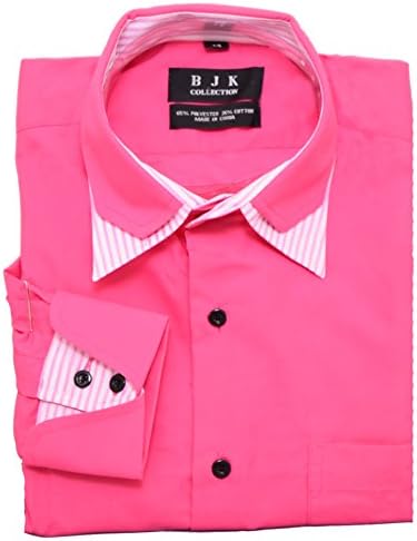 BJK Collection-Boy's Long Sleeves Formal Dress Shirt-Fuchsia