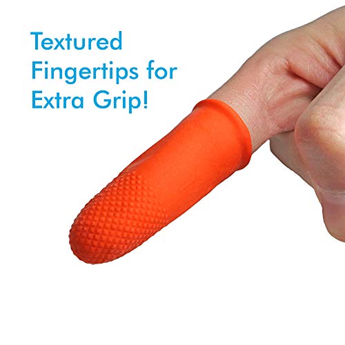 Disposable Latex Finger Cots 100pcs (Large) Orange Anti-Slip, Anti-Static Rubber Fingertips Protective Finger Gloves for Topical Medical Application, Nail Art, Electronic Repair, Jewelry Cleaning - Thumbnail 3