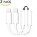 White - [2 - Pack] Apple iPhone 7 Audio Adapter iOS 10.3, Wtbone - Lightning to 3.5mm Female Headphone Jack Adapter for iPhone 7 / iPhone 7 Plus