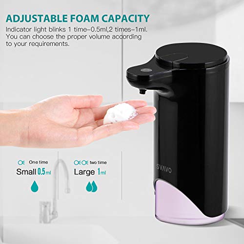 SVAVO Automatic Foaming Soap Dispenser, Hands-free Touchless Countertop Sensor Soap Dispensers Pump for Bathroom Kitchen Home Office Hotel School, Adjustable Foam Volume, 10oz 280ml (Black)