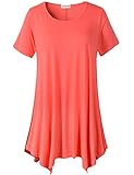 LARACE Lanmo Womens Swing Tunic Tops Loose Fit Comfy Flattering T Shirt (3X, Watermelon)