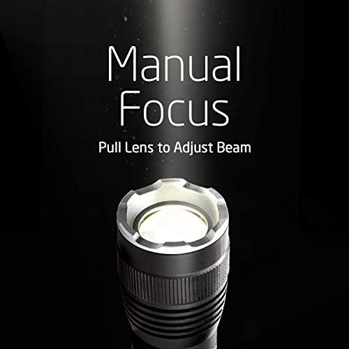 LED flashlight by Eveready with a straightforward design, suitable for tactical use, water-resistant.