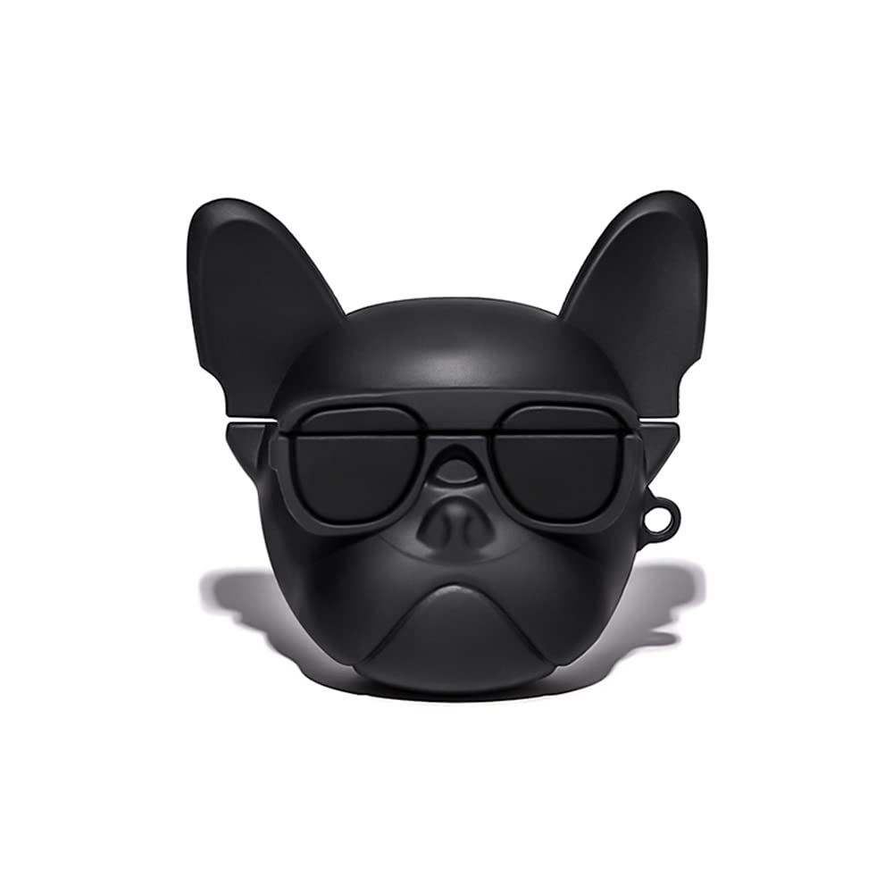 Compatible with Airpods Case, Silicone 3D Cute Animal Bulldog Fun Cartoon Character Airpod Cover, Kawaii Funny Fashion Cool Design Skin, Shockproof Cases (AirPods Pro,Black Rimmed Glasses)