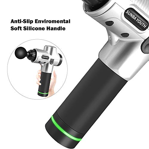 SUNBA YOUTH Deep Tissue Percussion Muscle Massager, Handheld Massager with Carrying Case Massage Gun for Athletes, Ultra-Quiet 30 Speed Levels Electric Massager for Sore Muscle and Stiffness - Thumbnail 6