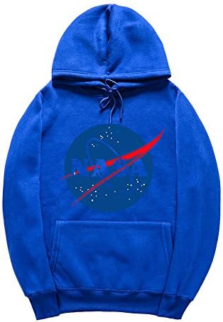 frose Men Fashion NASA Logo Print Hoodie Sweatshirt With Kangaroo Pocket