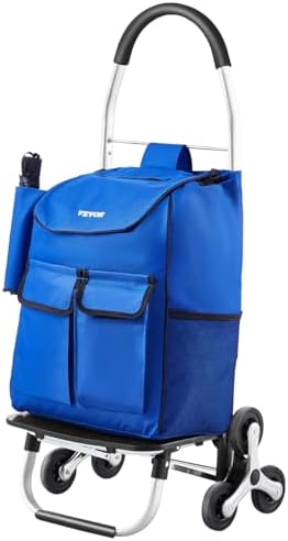 Carrello Saliscale, Carrello Spesa Pieghevole 36L, Carrello Lavanderia, Carrello Saliscale con 6 Ruote e Borsa in Tessuto Oxford, Carrello Pieghevole per Lavanderia, Arrampicata Capacità 68 kg
