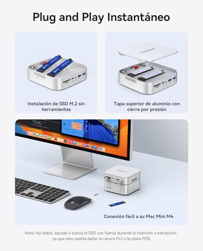 ORICO MiniRaid Dual NVMe/SATA Dock for Mac Mini M4/M4 Pro 10-in-1 USB-C Hub with HDMI 4K60Hz 10Gbps USB C USB A PD60W SD/TF Card Reader RJ45 1000Mbps Dual SSD for Photographers Video Editors MR10