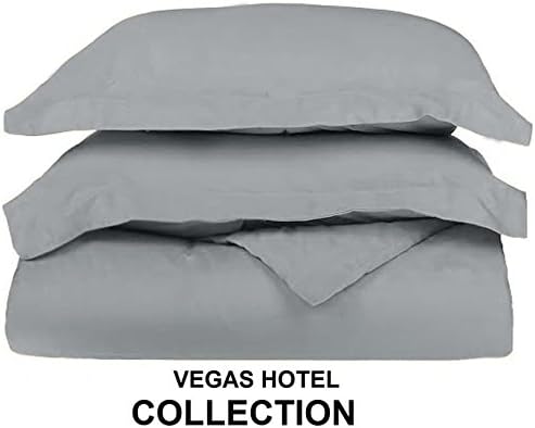 Italian Finish 600 TC Egyptian Cotton { 1-PCs } Duvet Cover from VEGAS HOTEL COLLECTION with Zipper Closure Duvet Solid Pattern Enhance your sleeping experience now (Super King, Silver Grey)