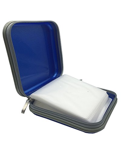 Wismart 32 Capacity Heavy Duty CD DVD Blu-ray Media Case Storage Holder Organizer Wallet (Blue)