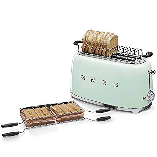 Smeg TSF02PGUS 50's Retro Style Aesthetic 4 Slice Toaster, Pastel Green