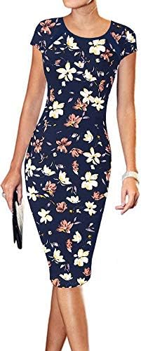 LunaJany Women's Casual Striped Print Wear to Work Office Career Sheath Dress