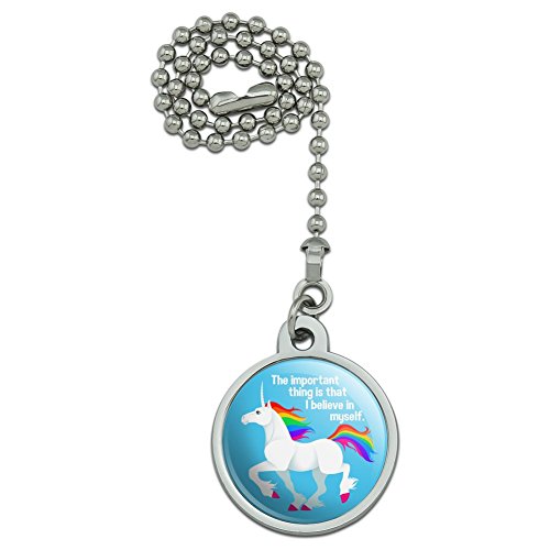 GRAPHICS & MORE Unicorn The Important Thing is That I Believe in Myself Ceiling Fan and Light Pull Chain