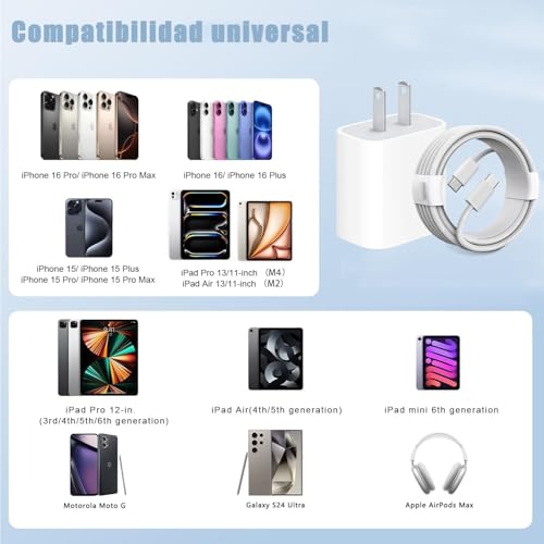 Rantuia Cargador Tipo C, Cargador 30W Carga Rápida con 1M Trenzado Cable C Carga Rápida, Compatible con iPhone 17 16 15 Plus Pro MAX,Galaxy S25 Ultra/S25+/S25/S24 Ultra/S24+/S24/S23 Ultra/S23+/S23.