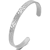 Jude Jewelers 6mm Width Stainless Steel Hammered Surface Classical Plain Open Cuff Bangle Bracelet