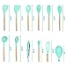 KuchePro 12-Piece Silicone Kitchen Utensil Set - Premium Natural Beech Wooden Handles with Non-Stick Silicone Heat Resistant Cookware for Cooking and Baking Tools - Green