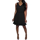 TOPSRANI Midi Dresses for Women Short Sleeve Crewneck Casual Loose Smocked Ruffle Flowy Summer Sundresses with Pockets