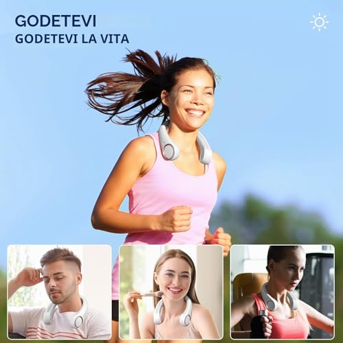 Morelax Portable Neck Fan, 4000 mAh USB Rechargeable, No Quiet, 3 Adjustable Speeds - Ideal for Office, Travel, Sports and Outdoor Activities