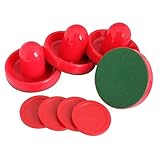 Awakingdemi 4pcs Plastic Air Hockey Pucks and Pushers Goal Handles Paddles Replacement for Game Tables, Equipment, Accessories