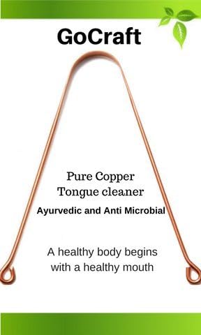 GoCraft Pure Copper Tongue Cleaner, Natural Ayurvedic Anti-Microbial Scraper (Set of 2)