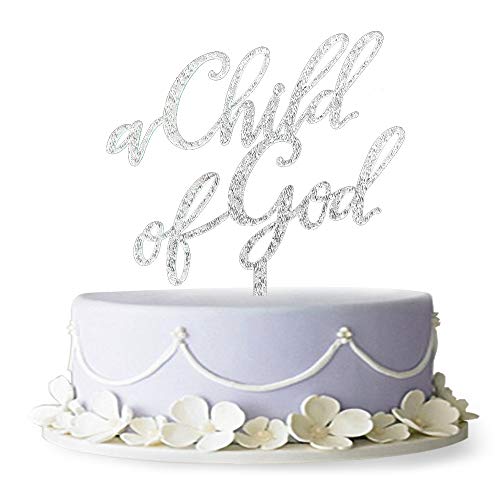 Firefairy(TM A Child of God Acrylic Cake Topper for Baptism, Christening, Dedication or First Communion Decorations (Silver)