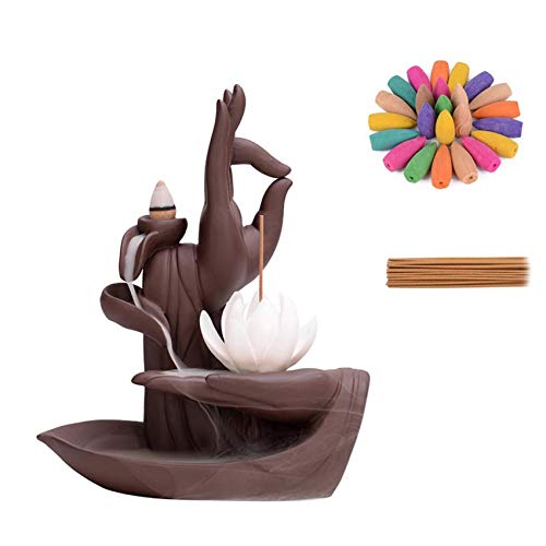 Handmade-Backflow-Incense-Burner-LotusMonk-Backflow-Incense-Holder-Incense-Cone-Sticks-Holder-with-20pcs-Backflow-Incense-Cones-Home-Decor-Lotus