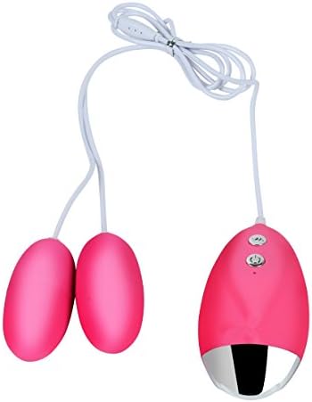 Silicon Wired Control 20 Frequency Double Vibration Love Egg Bullet for Women and Couples F (Rose)