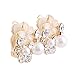 Grace Jun Bridal Multicolor Rhinestone Crystal Gold Plated Clip On Earrings Without Piercing 8 Colors Choose (186white)