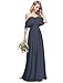 CLOTHKNOW Strapless Chiffon Bridesmaid Dresses Long Dark Navy with Shoulder Ruffles for Women Girls to Wedding Party Gowns