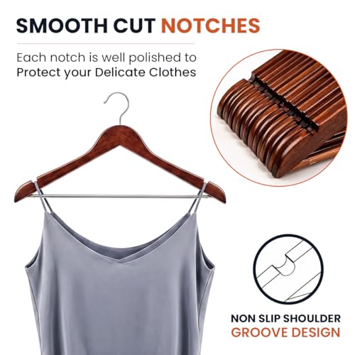 Lincoln & Co Wooden Suit Hangers 20 Pack – Premium Heavy Duty Coat Hangers with Non-Slip Bar | Wooden Clothes Hangers for Suits, Jackets & Trousers