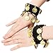 Zhanmai 6 Pairs Belly Dance Wrist Ankle Cuffs Bracelets Chiffon Gold Coin Belly Dance Costume Accessory (Deep Purple, Sapphire Blue, Lake Blue, Pink, Red, Black)