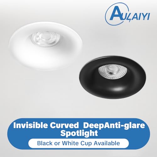 Aulaiyi Support Spot Encastrable GU10, Cadre Spot LED Encastrable Deep Design avec Douille GU10, Sans Ampoule, Blanc Mat, Spot Plafond Rond pour Salle de Bain & Cuisine, Trou 70-80 mm, Lot de 12