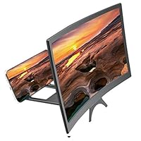 Agelloc 12" 3D Curved Screen Magnifier HD Amplifier Projector Magnifing Screen Enlarger with Foldable Smartphones Stand Holder for Movies Videos Gaming