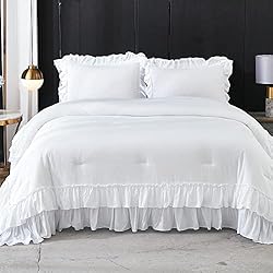 Andency White Comforter Set Queen Size, Lightweight