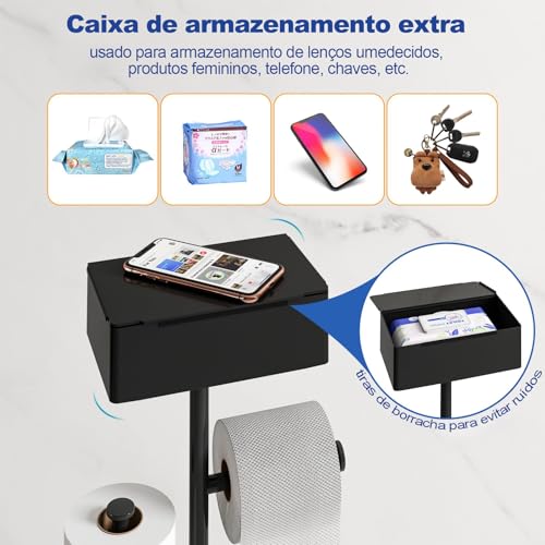 Porta Papel Higienico,Suporte Papel Higienico, Suporte para Papel Higiênico, Papeleira de Chão C/porta Objeto, Porta-papel Higiênico Multifuncional 4 Em 1, Conjunto de Armazenamento