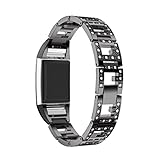 For Fitbit Charge 2 Bands, Forthery Replacement Metal Adjustable Bracelet Bands for Fitbit Charge 2 Smart Watch (Black)