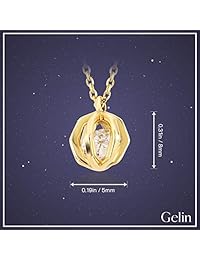 Gelin - Collar con colgante de jaula de oro amarillo de 14 quilates con zirconia cúbica para mujer, 18.0 in