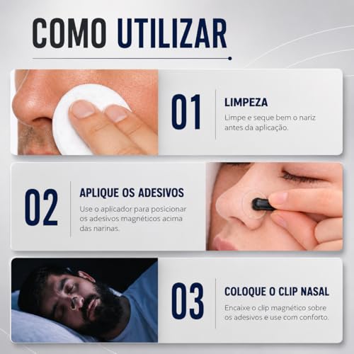Expansor Nasal Anti Ronco Dilatador Respiratório Clip Para Dormir Tiras Adesivas Com Aplicador Kit 4 Tamanhos + 30 Unidades Conforto Noturno Respiração Livre Uso Diário Ajuste Anatômico Fácil Aplicação