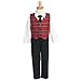 Little Boys Red Plaid Christmas Special Occasion 3pc Suit Tie Set 6M-7