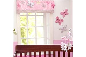 BRANDREAM Window Valance Window Treatment Curtain Valance for Toddler Kid Room (Pink 3D Butterfly)