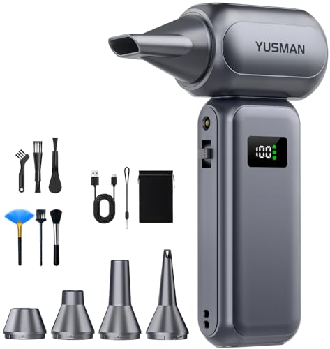YUSMAN Turbo Compressed Air Blower 350000 RPM, High Performance Electric Blower with Speed Control 0~100 and LED Light, Professional Power for Car, Electronics and Outdoor