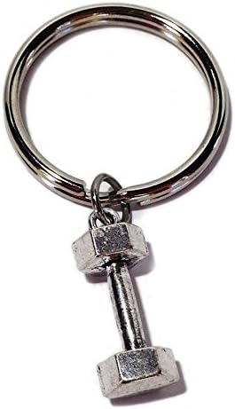 Yingrui Personal Trainer Dumbbell Weightlifting Keyring Gift Fitness Athlete Gym Keychain Bodybuilding Charm (Silver)