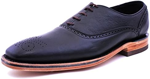 Zazueta's Rustic Genuine Calfskin Leather Men's Oxfords Handcrafted Dress Formal Shoes (7.5, Black)