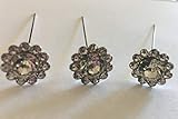 Max 24 Bouquet Pins Corsage Wedding FLORAL ROUND Design Crystal Rhinestone Diamond 3 inches