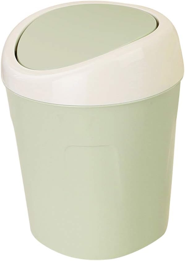 erDouckan Durable Trash Can, Desktop Mini Flip Lid Home Living Room Bedside Trash Can Garbage Dust Bin Holder, Make Your Room Clean and Comfortable (Green)