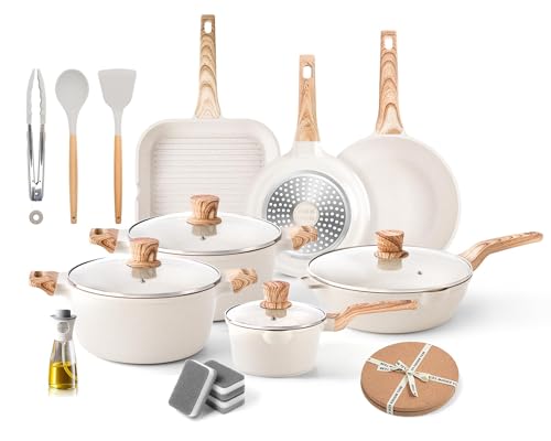 Cookware Set - Nonstick Pots and Pans Set Kitchen Cooking Pot and Pan Set with Lids, Non-stick Granite Cookware Sets Induction Pans for Cooking Set with Grill Pan, frying pan, Stockpot and Saucepan
