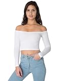 American Apparel Women's Cotton Spandex Long-Sleeve Off-Shoulder Top