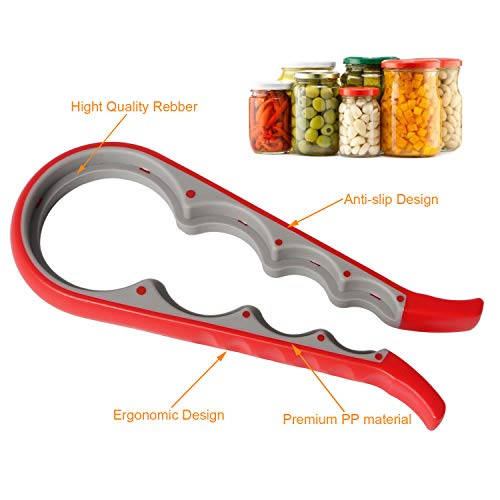 Jar Openers Can Openers 5 in 1 Multi Function Bottle Opener Kit with Silicone Grip for Weak Hands, Children, Senior and Arthritis Sufferers, Silicone Hand Gripper Aid (2 Packs)