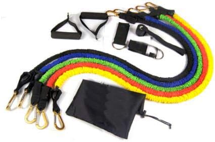 FitGenius Exercise Resistance Bands w/Cushioned Handles (11-Piece Set) Color-Coded, Low-Impact Home Gym Workout Equipment | Light, Medium, Heavy | Men & Women