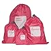 BINGONE Nylon 4-in-1 Drawstring Bags / Ditty Bag / Cord Bag Home Storage Travel Use 4 Different Size,Red1