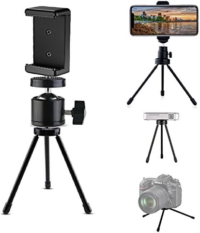 VVHOOY Mini Desktop Tabletop Tripod,3 in 1 Universal Cellphone Clip Holder with Selfie Stick Tripod and 360 degree 1/4’’Screw Ball Head Tripod Mount for Cellphone/Camera/Camcorder etc